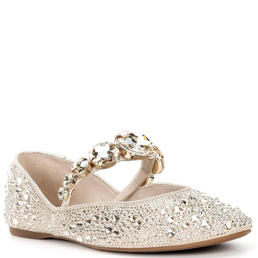 NWT Gianni Bini Ryleah Rhinestone Jewel Ornamented Mary Jane Strap Dress Flats